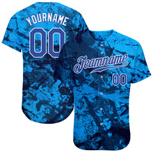 Load image into Gallery viewer, Custom Graffiti Pattern Royal-White 3D Authentic Baseball Jersey
