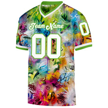 Load image into Gallery viewer, Custom Graffiti Pattern-White Neon Green 3D Mesh Authentic Throwback Football Jersey
