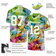 Load image into Gallery viewer, Custom Graffiti Pattern-White Neon Green 3D Mesh Authentic Throwback Football Jersey
