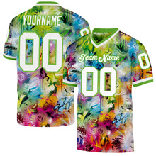 Load image into Gallery viewer, Custom Graffiti Pattern-White Neon Green 3D Mesh Authentic Throwback Football Jersey

