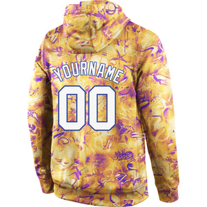 Custom Stitched Splashes Graffiti Pattern White-Royal 3D Sports Pullover Sweatshirt Hoodie