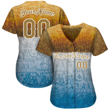 Load image into Gallery viewer, Custom Graffiti Pattern Gold-White 3D Chicano Authentic Baseball Jersey
