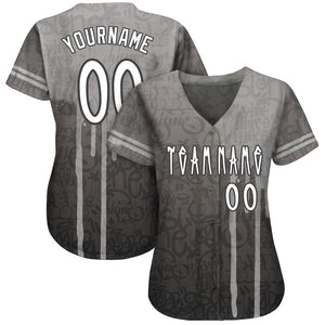 Custom Graffiti Pattern White-Gray 3D Picaxao Authentic Baseball Jersey
