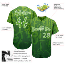 Load image into Gallery viewer, Custom Graffiti Pattern Green-White 3D Green Authentic Baseball Jersey

