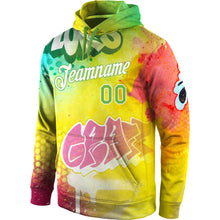 Load image into Gallery viewer, Custom Stitched Graffiti Pattern Neon Green-White 3D Sports Pullover Sweatshirt Hoodie
