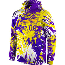 Load image into Gallery viewer, Custom Stitched Graffiti Pattern Purple-Gold 3D Sports Pullover Sweatshirt Hoodie
