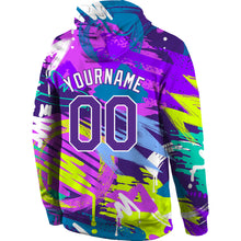 Load image into Gallery viewer, Custom Stitched Graffiti Pattern Purple-White 3D Sports Pullover Sweatshirt Hoodie
