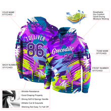 Load image into Gallery viewer, Custom Stitched Graffiti Pattern Purple-White 3D Sports Pullover Sweatshirt Hoodie
