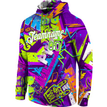 Load image into Gallery viewer, Custom Stitched Graffiti Pattern Neon Green-White 3D Sports Pullover Sweatshirt Hoodie
