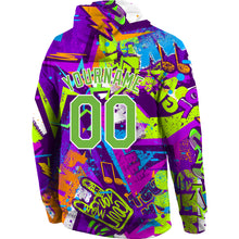 Load image into Gallery viewer, Custom Stitched Graffiti Pattern Neon Green-White 3D Sports Pullover Sweatshirt Hoodie
