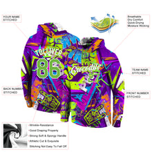 Load image into Gallery viewer, Custom Stitched Graffiti Pattern Neon Green-White 3D Sports Pullover Sweatshirt Hoodie
