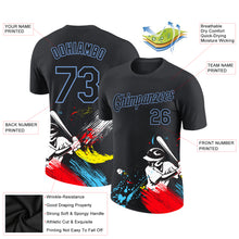 Load image into Gallery viewer, Custom Graffiti Pattern Black-Light Blue 3D Performance T-Shirt
