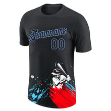 Load image into Gallery viewer, Custom Graffiti Pattern Black-Light Blue 3D Performance T-Shirt

