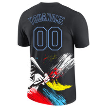 Load image into Gallery viewer, Custom Graffiti Pattern Black-Light Blue 3D Performance T-Shirt
