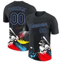 Load image into Gallery viewer, Custom Graffiti Pattern Black-Light Blue 3D Performance T-Shirt
