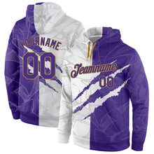 Load image into Gallery viewer, Custom Stitched Graffiti Pattern Purple-Old Gold 3D Sports Pullover Sweatshirt Hoodie
