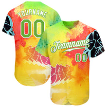 Load image into Gallery viewer, Custom Graffiti Pattern Neon Green-White 3D Authentic Baseball Jersey

