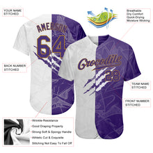 Load image into Gallery viewer, Custom Graffiti Pattern Purple-Old Gold 3D Authentic Baseball Jersey
