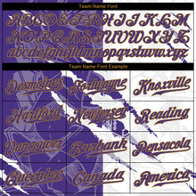 Load image into Gallery viewer, Custom Graffiti Pattern Purple-Old Gold 3D Authentic Baseball Jersey
