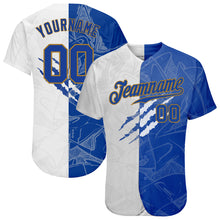 Load image into Gallery viewer, Custom Graffiti Pattern Royal-Old Gold 3D Authentic Baseball Jersey
