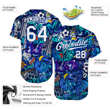 Load image into Gallery viewer, Custom Graffiti Pattern White-Royal 3D Authentic Baseball Jersey
