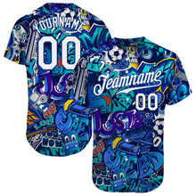 Load image into Gallery viewer, Custom Graffiti Pattern White-Royal 3D Authentic Baseball Jersey
