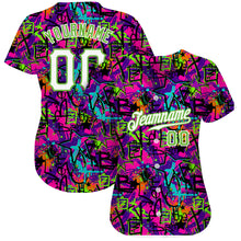 Load image into Gallery viewer, Custom Graffiti Pattern White-Neon Green 3D Authentic Baseball Jersey
