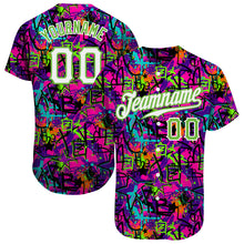 Load image into Gallery viewer, Custom Graffiti Pattern White-Neon Green 3D Authentic Baseball Jersey
