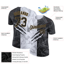 Load image into Gallery viewer, Custom Graffiti Pattern Black-Old Gold 3D Performance T-Shirt

