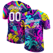 Load image into Gallery viewer, Custom Graffiti Pattern White-Purple 3D Performance T-Shirt
