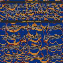 Load image into Gallery viewer, Custom Graffiti Pattern Royal-Gold 3D Authentic Baseball Jersey
