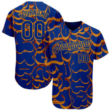 Load image into Gallery viewer, Custom Graffiti Pattern Royal-Gold 3D Authentic Baseball Jersey
