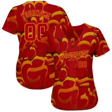 Load image into Gallery viewer, Custom Graffiti Pattern Red-Gold 3D Authentic Baseball Jersey
