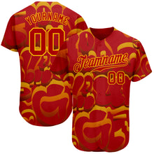 Load image into Gallery viewer, Custom Graffiti Pattern Red-Gold 3D Authentic Baseball Jersey

