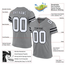 Load image into Gallery viewer, Custom Gray White-Black Mesh Authentic Football Jersey
