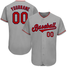 Load image into Gallery viewer, Custom Gray Red-Navy Authentic Baseball Jersey
