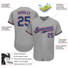 Load image into Gallery viewer, Custom Gray Royal-Red Authentic Baseball Jersey
