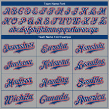 Load image into Gallery viewer, Custom Gray Royal-Red Authentic Baseball Jersey
