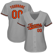 Load image into Gallery viewer, Custom Gray Orange-Black Authentic Baseball Jersey
