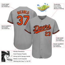 Load image into Gallery viewer, Custom Gray Orange-Black Authentic Baseball Jersey
