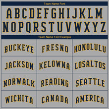 Load image into Gallery viewer, Custom Gray Navy-Old Gold Authentic Baseball Jersey
