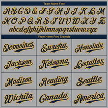 Load image into Gallery viewer, Custom Gray Navy-Old Gold Authentic Baseball Jersey
