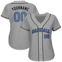 Load image into Gallery viewer, Custom Gray Light Blue-Black Authentic Father&#39;s Day Baseball Jersey
