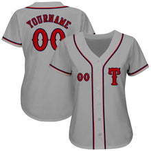 Load image into Gallery viewer, Custom Gray Red-Navy Authentic Baseball Jersey
