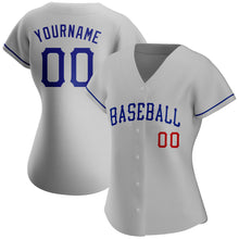 Load image into Gallery viewer, Custom Gray Royal-Red Authentic Baseball Jersey
