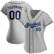 Load image into Gallery viewer, Custom Gray Navy-Powder Blue Authentic Baseball Jersey

