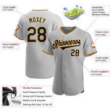 Load image into Gallery viewer, Custom Gray Black-Gold Authentic Baseball Jersey
