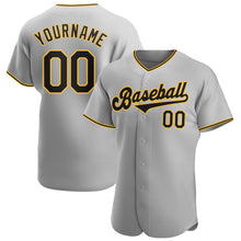 Load image into Gallery viewer, Custom Gray Black-Gold Authentic Baseball Jersey
