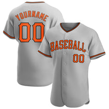 Load image into Gallery viewer, Custom Gray Orange-Black Authentic Baseball Jersey
