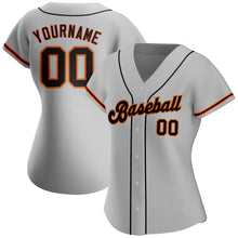 Load image into Gallery viewer, Custom Gray Black-Orange Authentic Baseball Jersey
